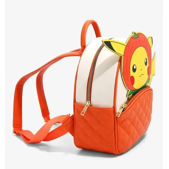 Pokémon Pumpkin Pikachu Mini Backpack Adjustable Straps Fall Bag New - Picture 2 of 9